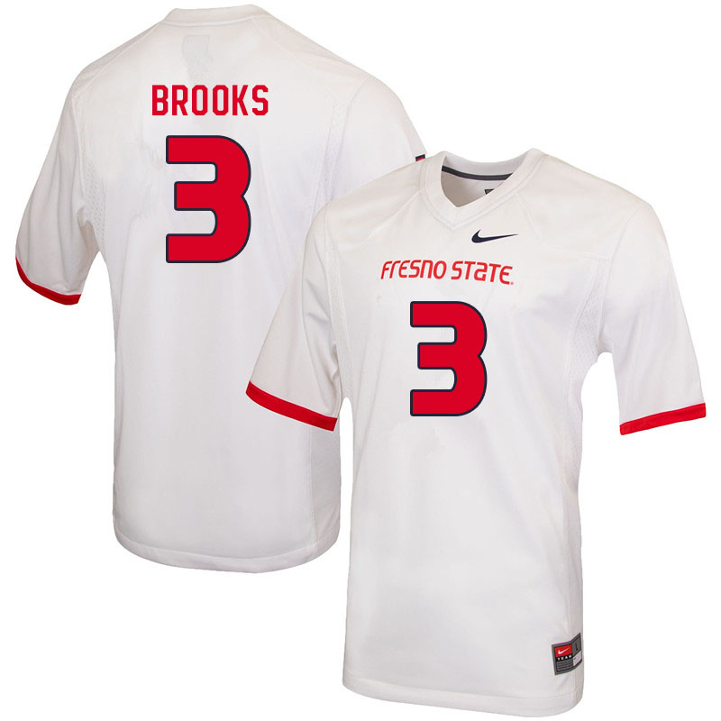 Men #3 Erik Brooks Fresno State Bulldogs College Football Jerseys Sale-White